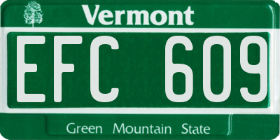 VT license plate EFC609
