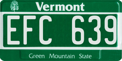 VT license plate EFC639