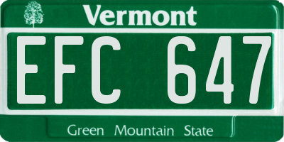 VT license plate EFC647