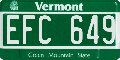 VT license plate EFC649