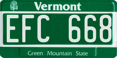 VT license plate EFC668