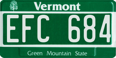 VT license plate EFC684