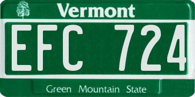 VT license plate EFC724