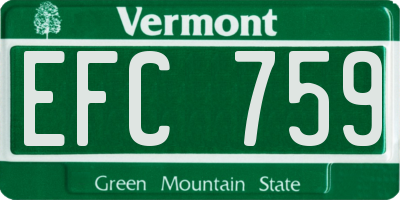 VT license plate EFC759