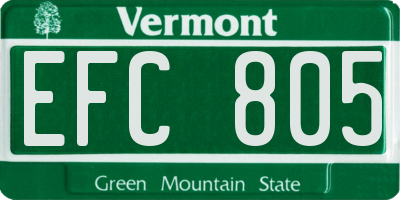 VT license plate EFC805