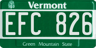 VT license plate EFC826