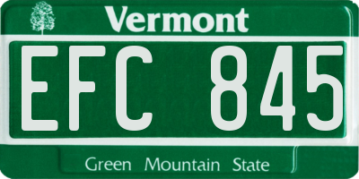 VT license plate EFC845