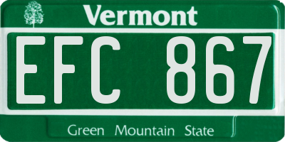 VT license plate EFC867