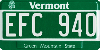 VT license plate EFC940