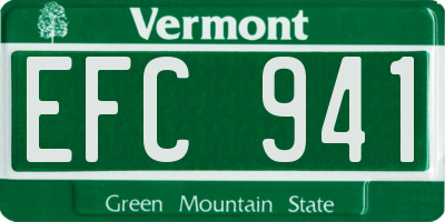 VT license plate EFC941
