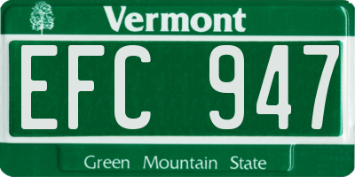 VT license plate EFC947