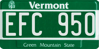 VT license plate EFC950
