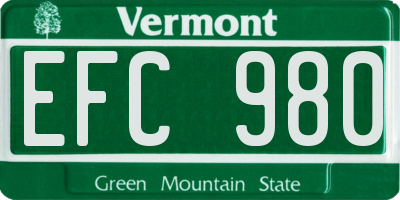 VT license plate EFC980