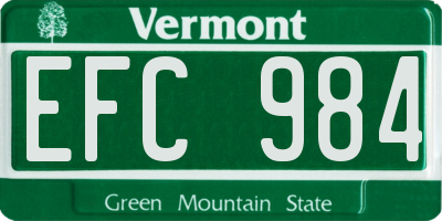VT license plate EFC984