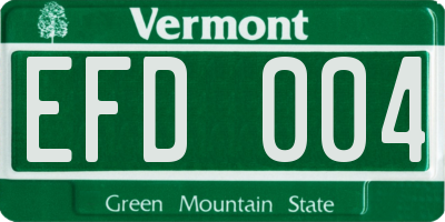 VT license plate EFD004