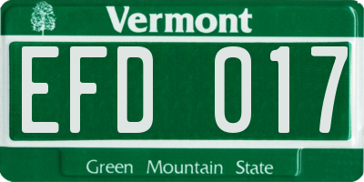 VT license plate EFD017