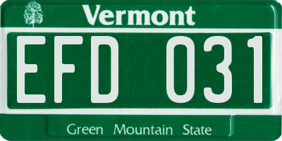 VT license plate EFD031