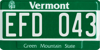 VT license plate EFD043