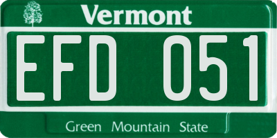 VT license plate EFD051