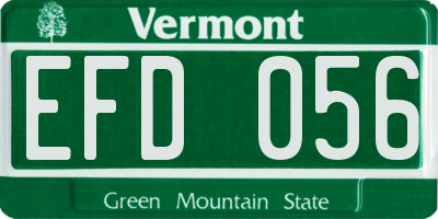 VT license plate EFD056