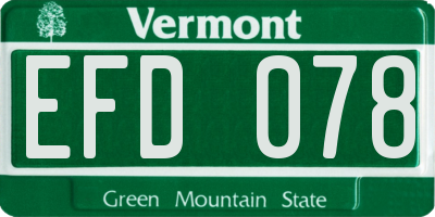 VT license plate EFD078