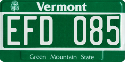 VT license plate EFD085