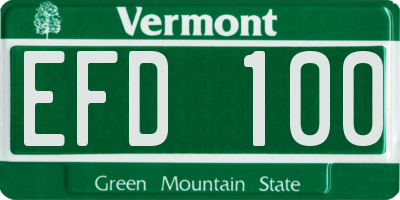 VT license plate EFD100