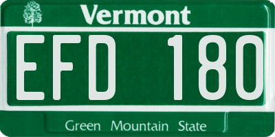 VT license plate EFD180