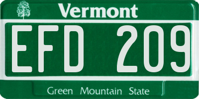 VT license plate EFD209