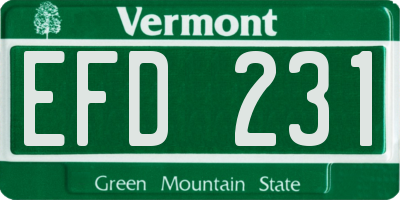 VT license plate EFD231