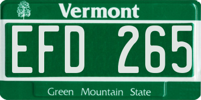 VT license plate EFD265