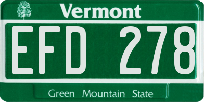 VT license plate EFD278