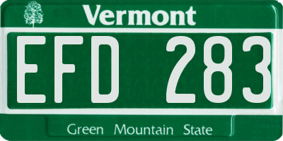 VT license plate EFD283