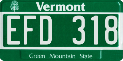 VT license plate EFD318