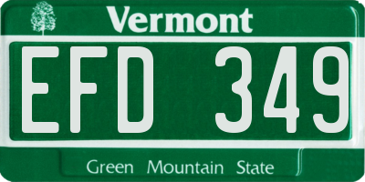 VT license plate EFD349