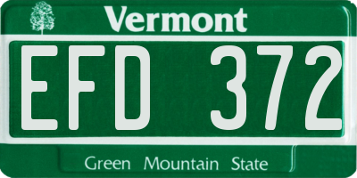 VT license plate EFD372