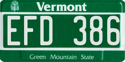 VT license plate EFD386