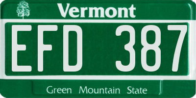 VT license plate EFD387