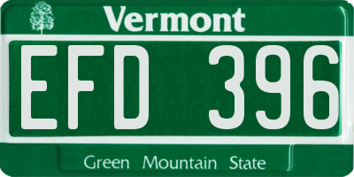 VT license plate EFD396