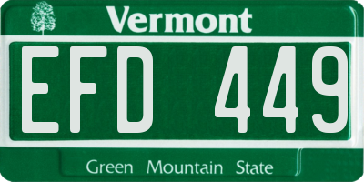 VT license plate EFD449
