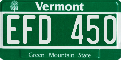VT license plate EFD450