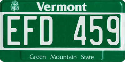 VT license plate EFD459
