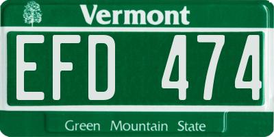 VT license plate EFD474