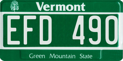 VT license plate EFD490