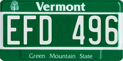 VT license plate EFD496