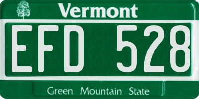 VT license plate EFD528