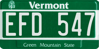 VT license plate EFD547