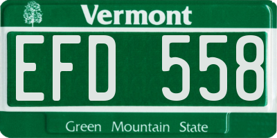 VT license plate EFD558