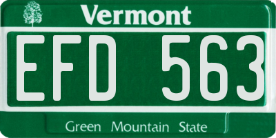 VT license plate EFD563