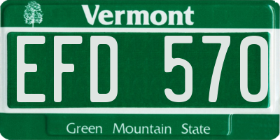 VT license plate EFD570